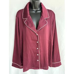Bare Necessities NWT Burgundy The Washed Satin Sleepshirt Pajamas Classy 2XL XXL